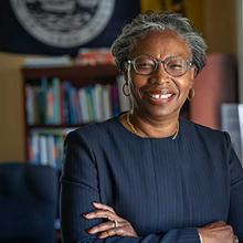 President Jordan standing in her office 