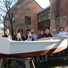 skiff built by museum studies class