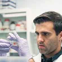 Professor Tobiansky doing research in a molecular laboratory