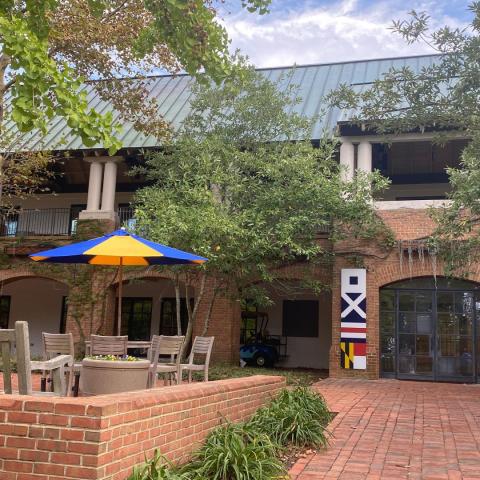 Campus Center at St. Mary's College of Maryland during spring season.