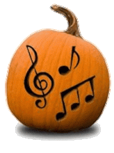 musical notes on a pumpkin