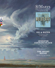 Cover of the spring issue of Mulberry Tree featuring painting by Will Hemsley of stormy sky over marina