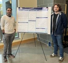 James Ripple (right) and Anish Agashe (left) at the APS-MAS 2023 meeting.