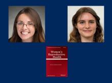 Two women are pictured above the cover of a journal titled "Women's Reproductive Health" on a dark blue background.