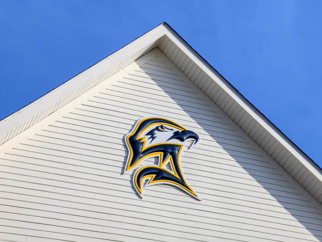 SMCM Seahawk logo on roof of building