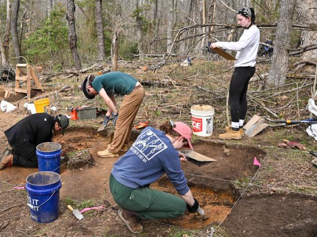 Students on archaeological dig