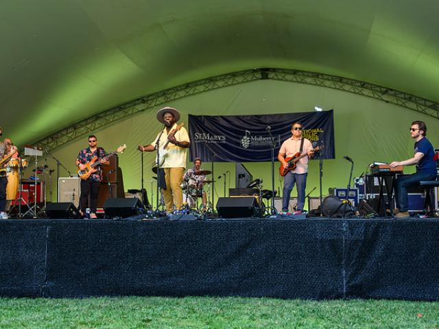 Band members on stage