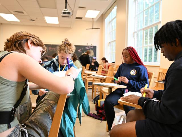 students working in a classroom 