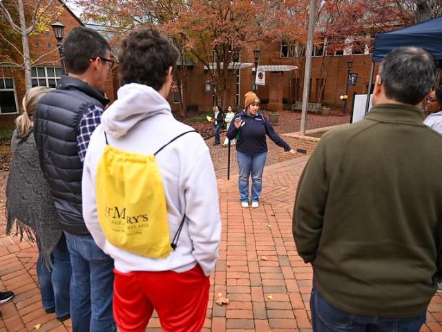 Student tour guide and prospective students & families