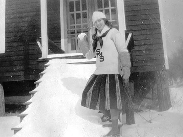 St. Mary's Seminary student in snow 1922