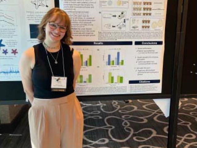 Sophia Koontz presenting a poster at the Sigma Xi Conference In November 2023 in Long Beach, CA