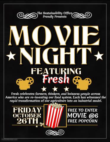 Movie Night: Featuring Fresh Cole Cinema 6-8PM Free Popcorn