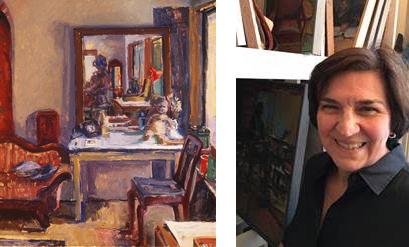 Photo of artist Valerie Hardy and one of her paintings