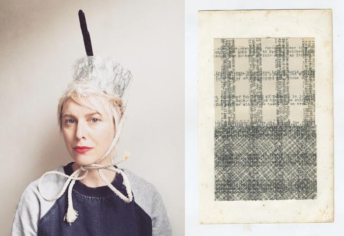 Head shot of Michelle Kohler and art work