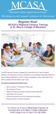 MCASA Flyer with information about the training