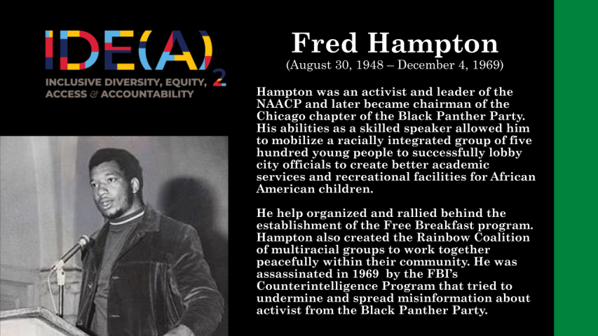 Notable person in Black History, Fred Hampton.