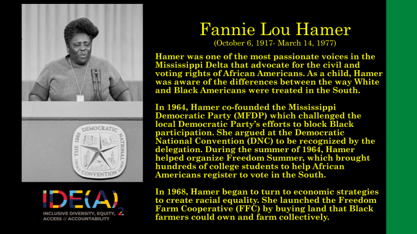 Notable person in Black History, Fannie Lou Hamer.