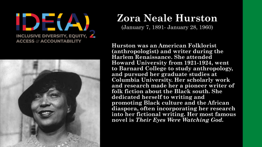 Notable person in Black History, Zora Neale Hurston. 