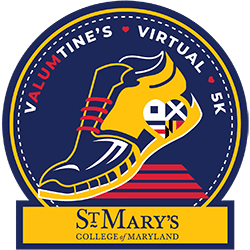 Logo that says, Valumtine's Virtual 5K at St. Mary's College of Maryland