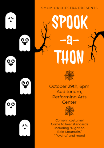 orchestra halloween poster with program selections