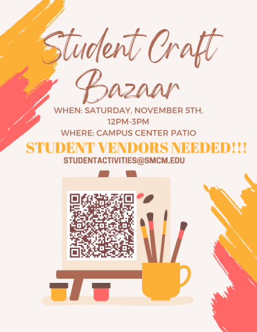 Student Craft Bazaar November 5th on the Campus Center Patio