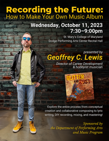 Event poster with a picture of Geoffrey C. Lewis and information about the event matching that in the event description