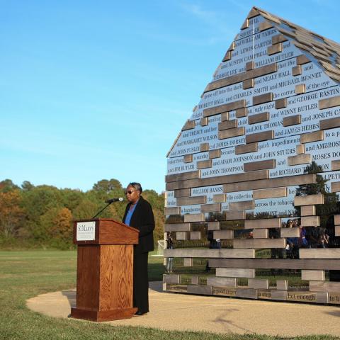 President Jordan speaking at the Commemorative to Elnslaved Peoples of Southern Maryland