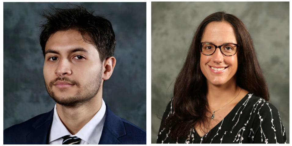 Headshots of Brayan Ruiz Lopez '24 and Dr. Sarah Latchney