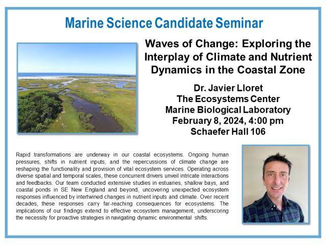 Marine Science Candidate Seminar Feb 8 at 4 pm