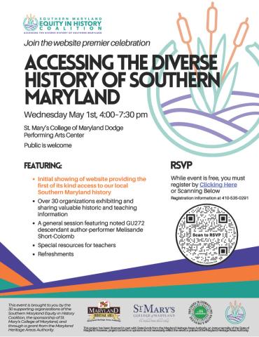 Initial showing of website providing the first of its kind access to our local Southern Maryland history