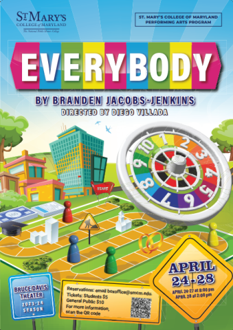Flyer for the Theater Production, Everybody. By Branden Jacob-Jenkins. Directed by Diego Villada
