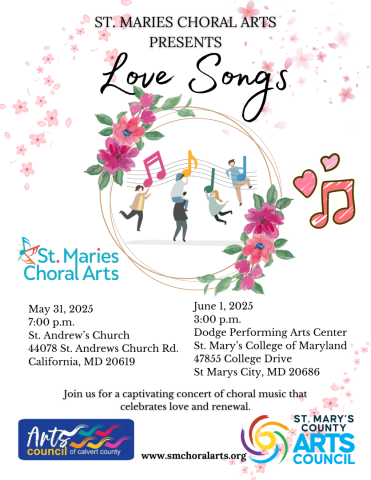 A flyer for St. Maries Choral Arts' "Love Songs" concerts