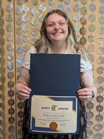 Julia Linthicum Spirit Award certificate