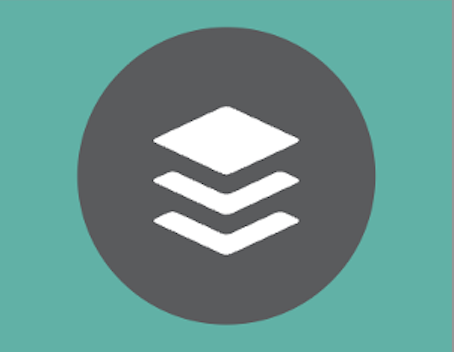 A white stacked pages icon inside a dark gray circle, set against a teal background.