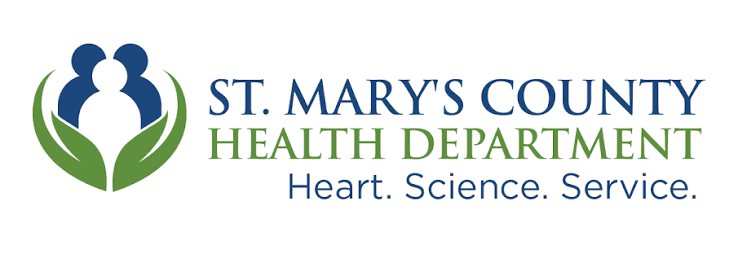 St. Mary’s County Health Department logo with two stylized figures in green leaves and the slogan: Heart. Science. Service.