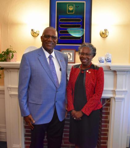 Sir Rodney Williams, Governor General of Antigua and Barbuda, with President Tuajuanda Jordan