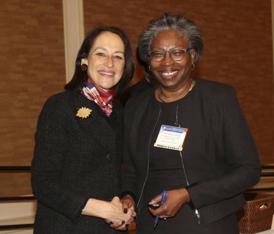 President Jordan pictured with Margaret Hamburg, AAAS president at the time of the annual meeting and current AAAS Board of Directors Chair