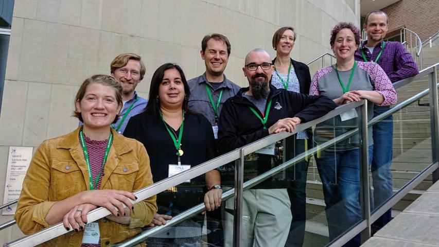 Director of the Center for Inclusive Teaching and Learning Samantha Elliott, and members of the two departments involved in the CUR-TP Project, including psychology: Professor Aileen Bailey (co-lead), Assistant Professor James Mantell (co-lead), Assistant Professor Torry Dennis, Assistant Professor Gina Fernandez, and chemistry/biochemistry: Associate Professor Kelly Neiles (co-lead), Assistant Professor Geoffrey Bowers, and Assistant Professor Daniel Chase pictured