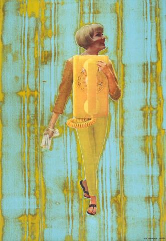 Image: “Neo-Gradiva,” from “Hall of Portraits from The History of Machines,” 59" x 42", acrylic painting over print on canvas, 2019