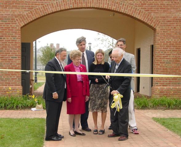 Photo of Waring at the ribbon cutting for the Waring Commons from 2003