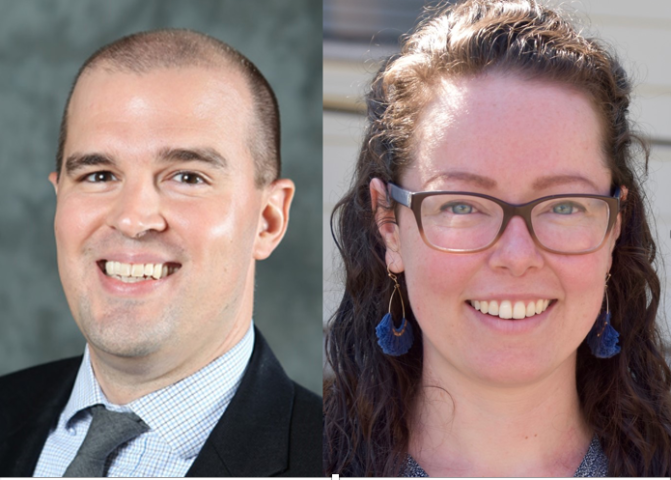 Michael Dunn, assistant vice president of equity and inclusion / Title IX coordinator, and Helen Ann Lawless, assistant director of Title IX compliance and training pictured
