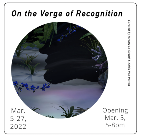 circular image of 3D artwork in center of square frame, surrounded by text.