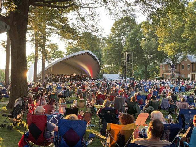 image from 2021 River Concert Series showing the stage and crowd 