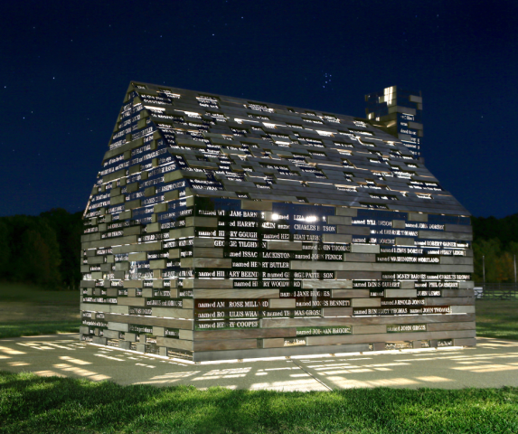 nighttime image of The commemorative to Enslaved Peoples of Southern Maryland