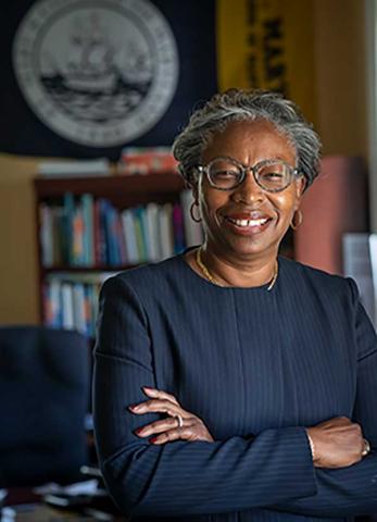 President Jordan standing in her office