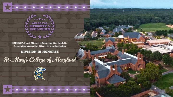 image of overhead shot of campus with graphic to the left that says St. Mary's College of Maryland honoree