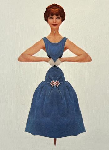 The Curiouser No. 16 from Symmetrical Bodies, 2023, acrylic and wax painting with image transfer on paper mounted on wood panel, 7 x 5 inches. Artwork by Sue Johnson.