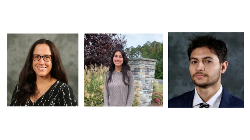 Pictured, Assistant Professor Latchney, Anjali Raheja '26, Brayan Ruiz Lopez '24