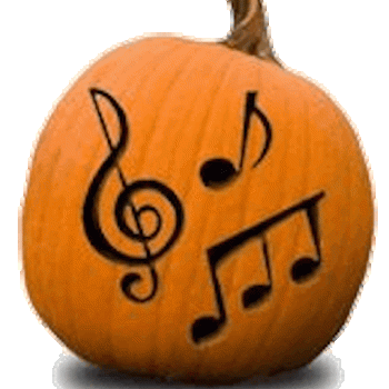 musical notes on a pumpkin