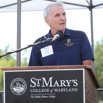 Scott Devine pictured during the opening of the Jamie L. Roberts Stadium